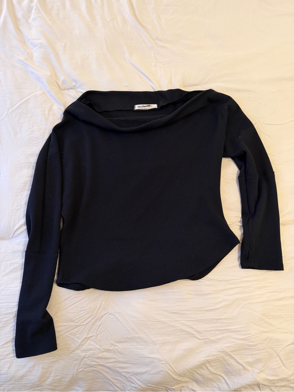 Free People Black Off-the-Shoulder Ribbed Sweater